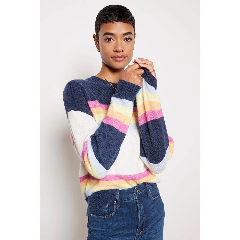 Sundry Pretty Stripe Crew Sweater Small